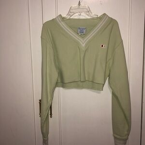 Champion Cropped Reverse Weave V Neck Sweatshirt